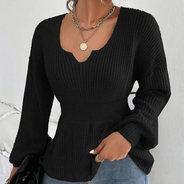 Damen modischer Strickpullover mit weichem Material und charmantem V-Ausschnitt Drune