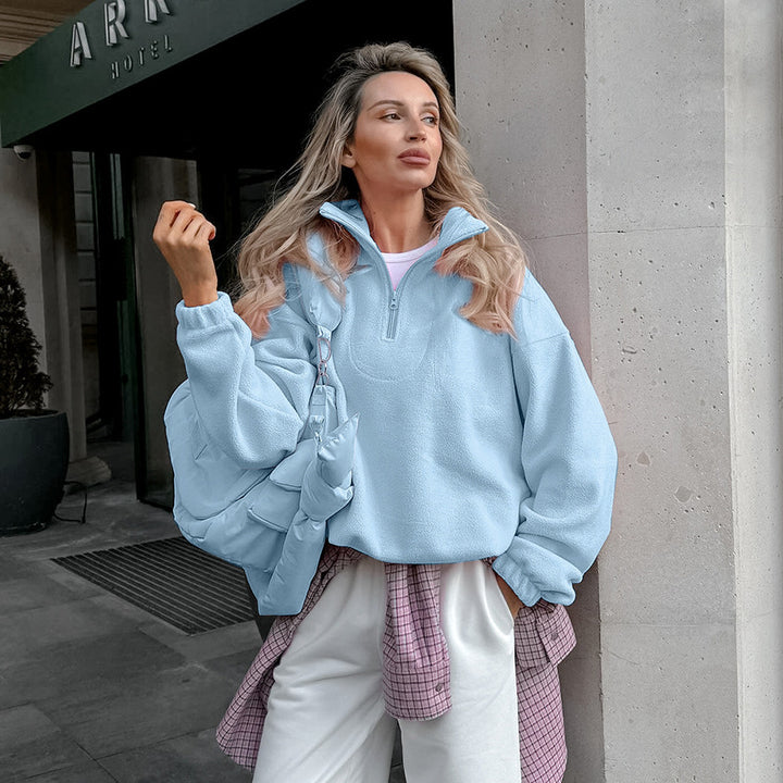 Damen Hochwertiger Fleece-Pullover mit kurzem Reißverschluss Drune