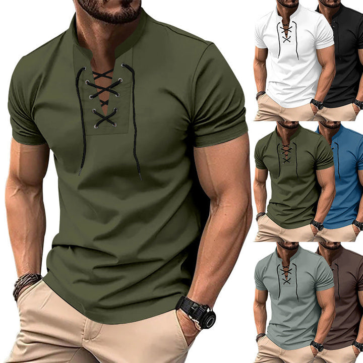 Herren lässiges Poloshirt mit Schnürung Drune
