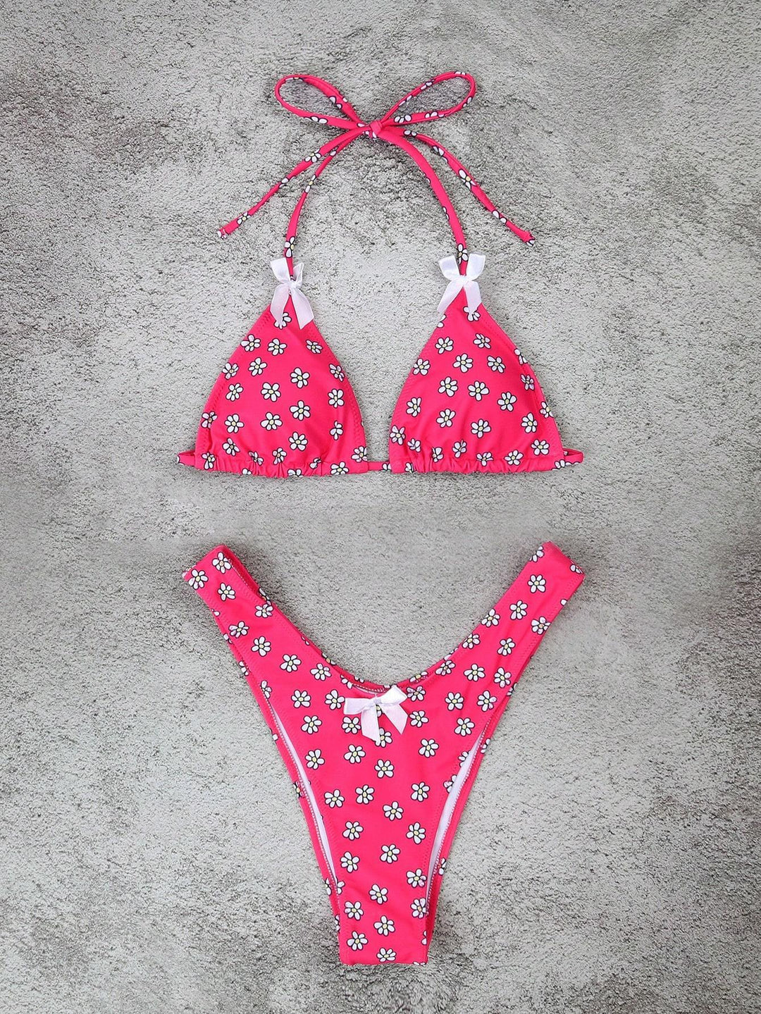 Damen Triangel-Bikini mit verspielten Blumenmotiven Drune