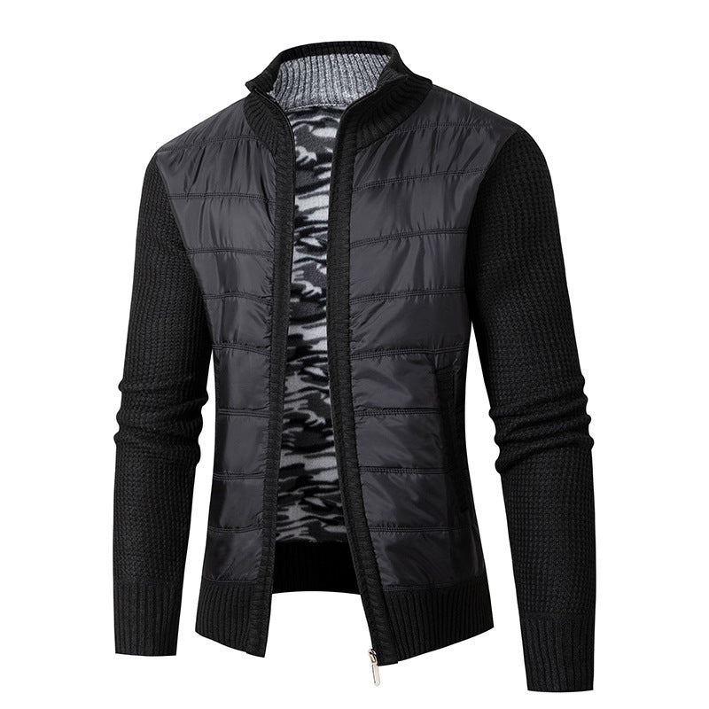 Herren Hybrid‑Strickjacke mit gesteppter Front und Stehkragen Drune