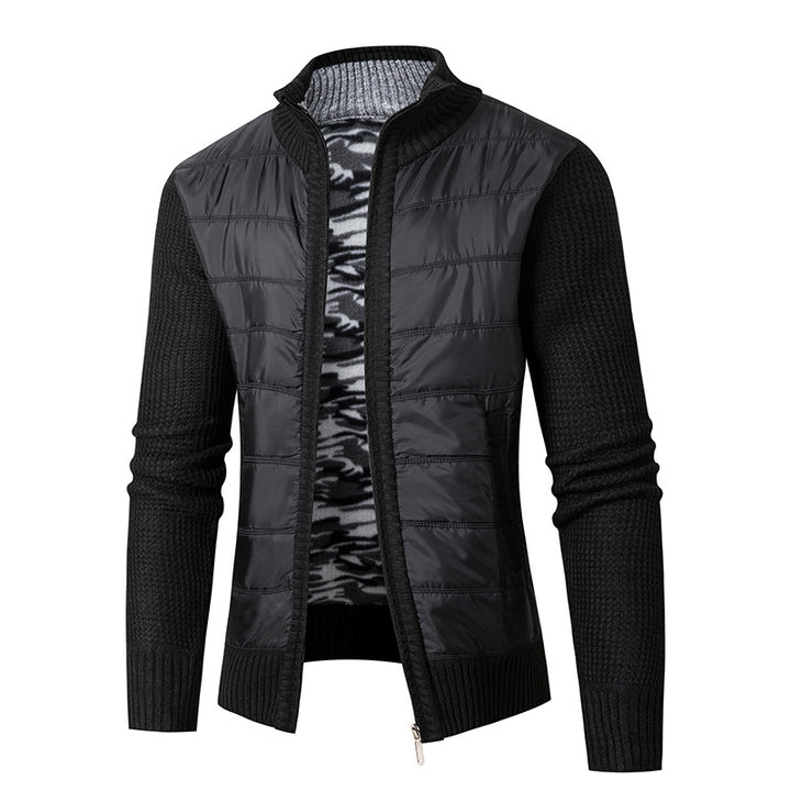 Herren Hybrid‑Strickjacke mit gesteppter Front und Stehkragen Drune