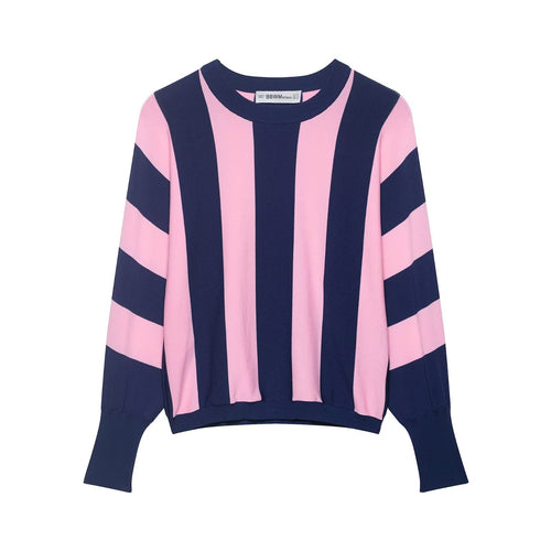 Damen weit geschnittener Strickpullover mit breiten Streifen und Raglanärmeln Drune