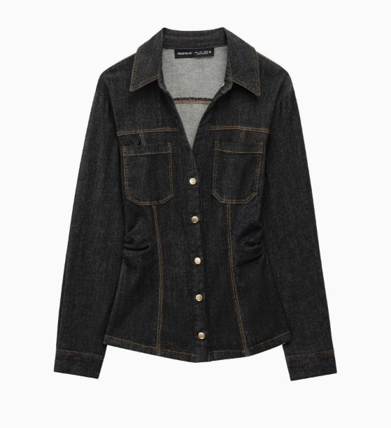 Damen 600+ taillierte Jeansjacke mit Brusttaschen und figurformenden Abnähern Drune