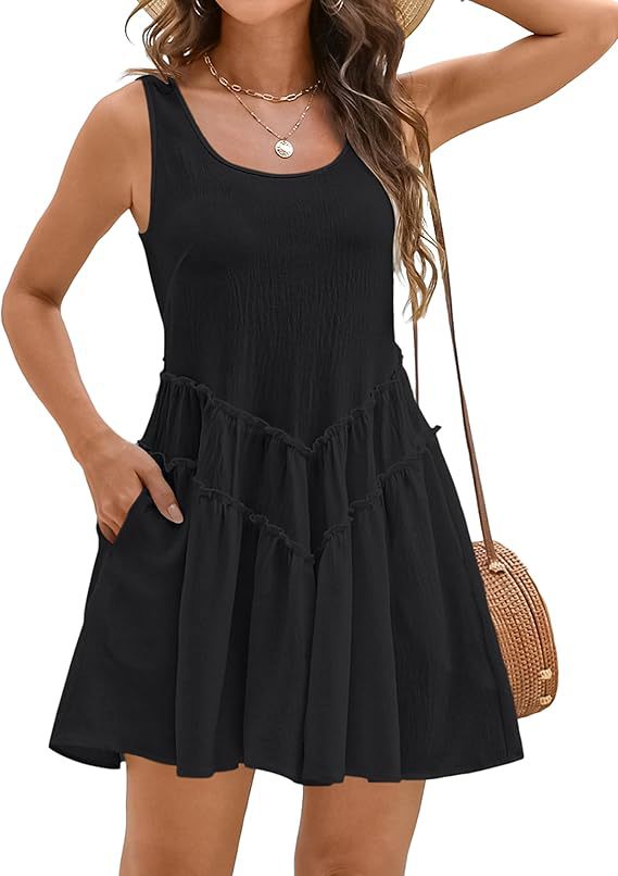 Damen luftiges Sommerkleid mit Rüschendesign Drune