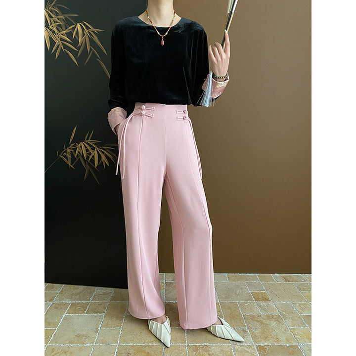 Damen Elegante Palazzo-Hose mit seitlichen Bindebändern Drune