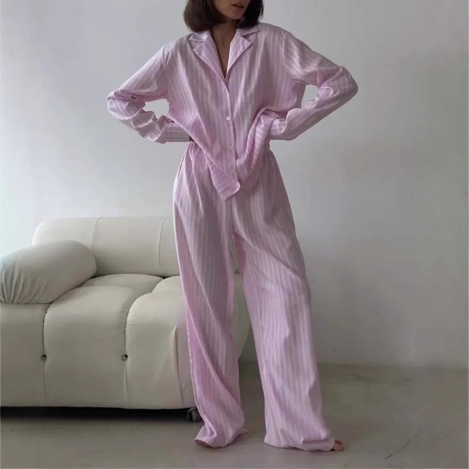 Damen Luxuriös Gestreiftes Pyjama-Set Drune