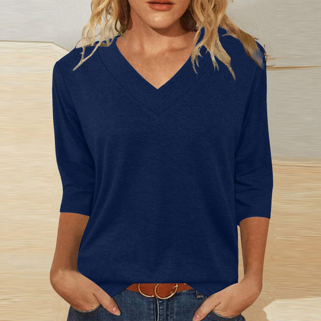 Damen V-Ausschnitt Shirt mit 3/4-Ärmeln Drune