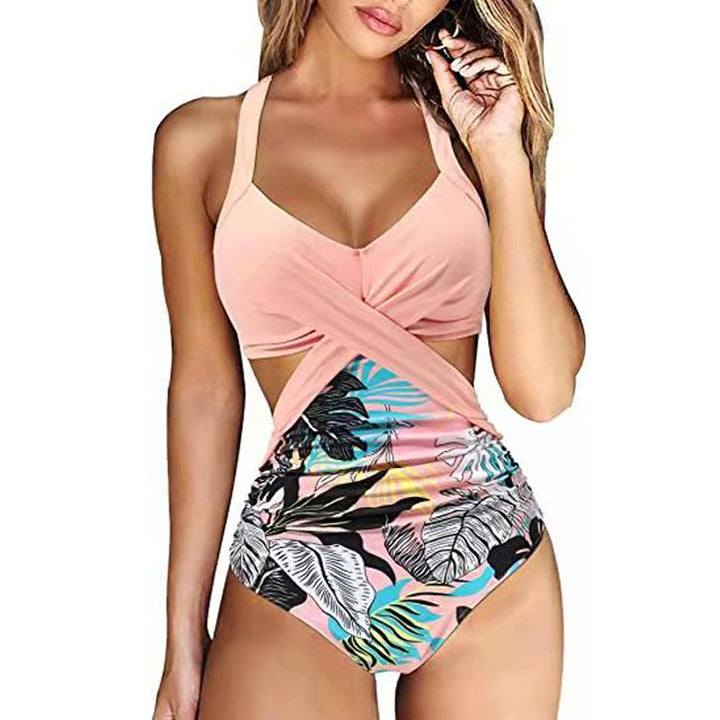 Damen Einteiler Badeanzug mit gekreuztem Design Drune