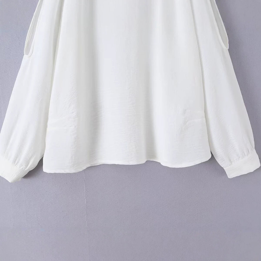 Damen Leichte Oversize-Bluse mit Cut-Out-Ärmeln und Rundhalsausschnitt Drune