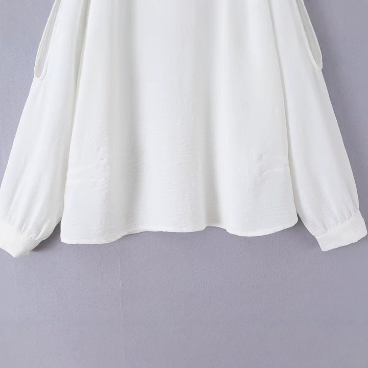 Damen Leichte Oversize-Bluse mit Cut-Out-Ärmeln und Rundhalsausschnitt Drune