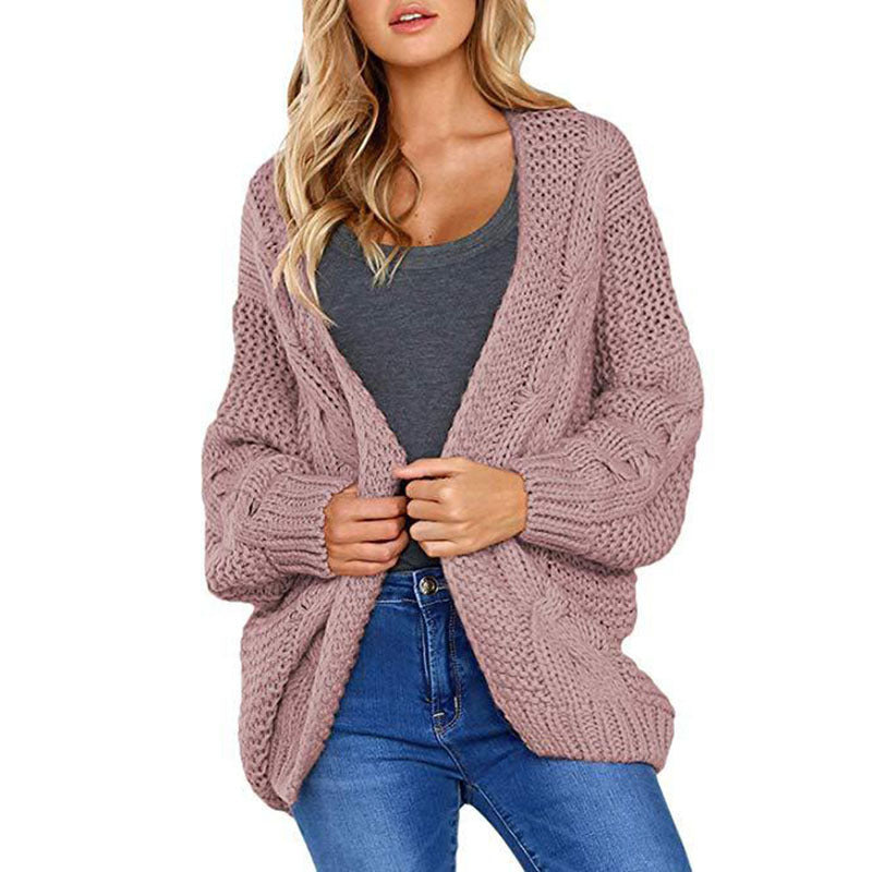 Damen Grobstrick Cardigan mit lässiger Silhouette und Knotendetails Drune