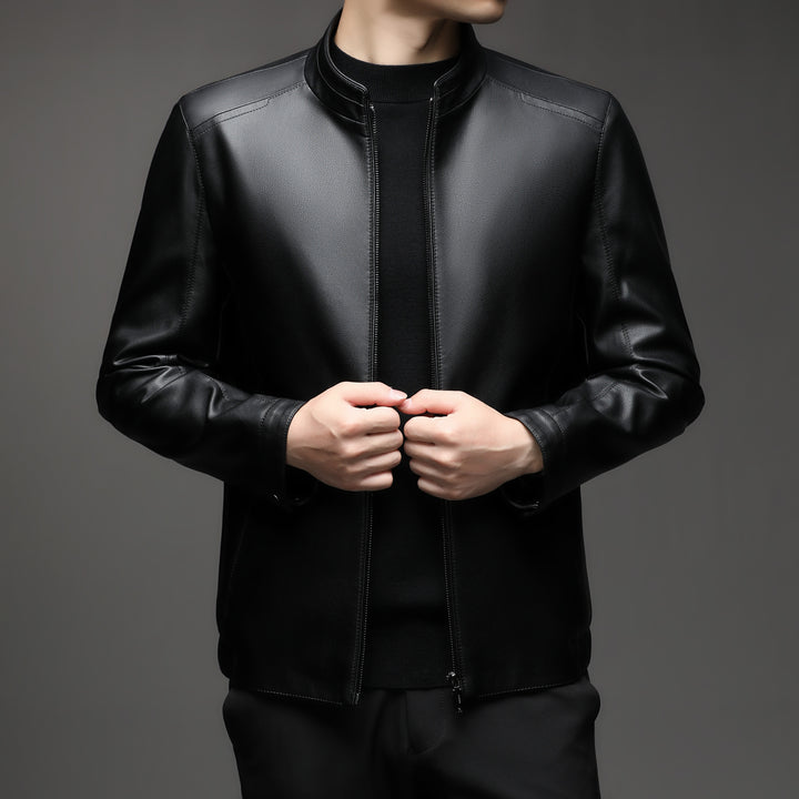 Herren Lederblouson mit weichem Fellfutter und Stehkragen Drune