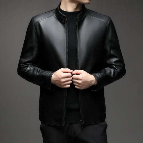 Herren Lederblouson mit weichem Fellfutter und Stehkragen Drune