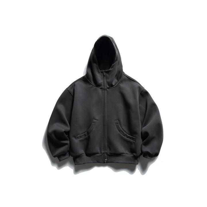 Unisex Oversize Zip-Hoodie mit hohem Kragen und Kängurutaschen Drune