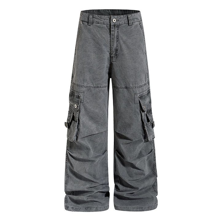 Damen weite Baumwoll-Cargohose im Vintage-Look mit ballonförmiger Silhouette und großen Klappentaschen Drune
