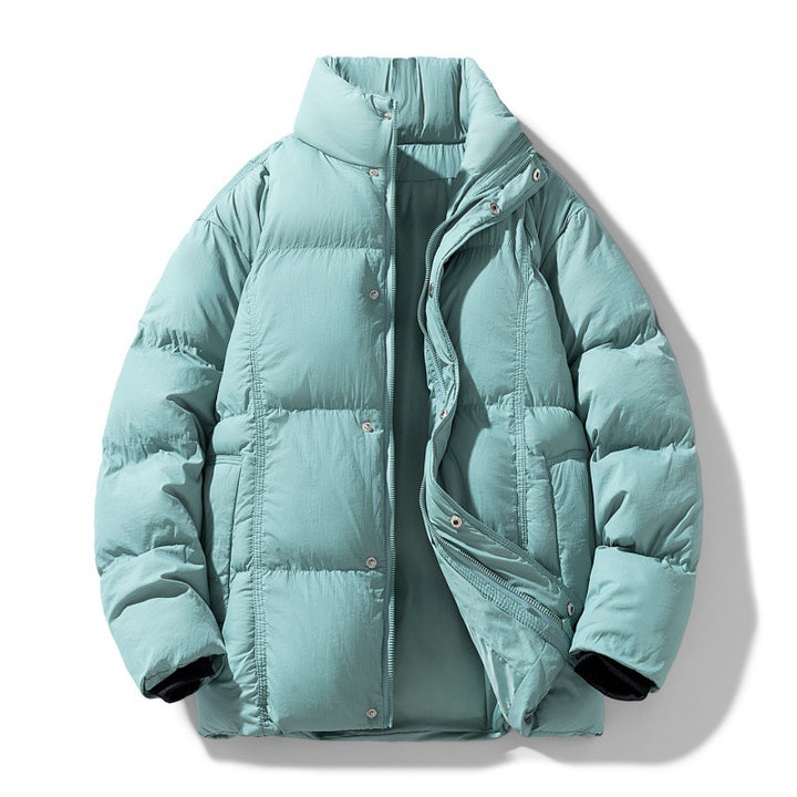 Herren gesteppte Thermoisolierte Winterjacke mit hohem Stehkragen und verdeckter Druckknopfleiste Drune