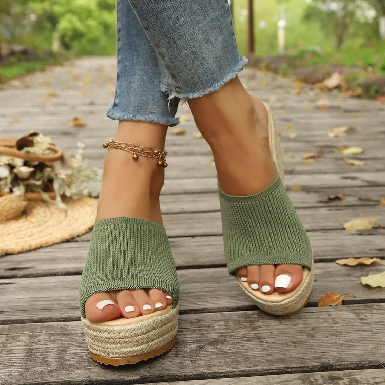 Damen Wedge-Sandaletten mit weichem Obermaterial und bequemer Sohle Drune
