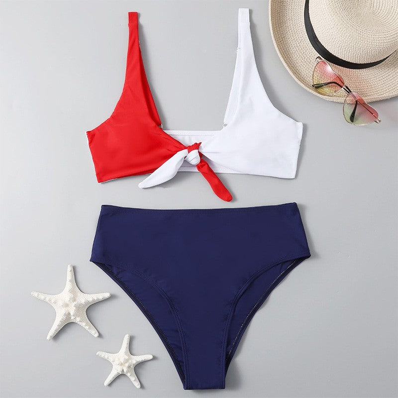 Damen Bikini-Set mit verspieltem Knoten und hochgeschnittenem Slip Drune