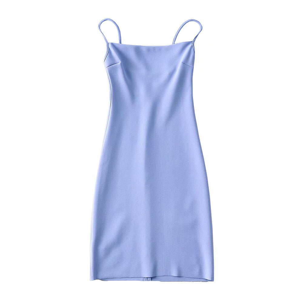 Damen elegantes Spaghettiträger-Kleid Drune