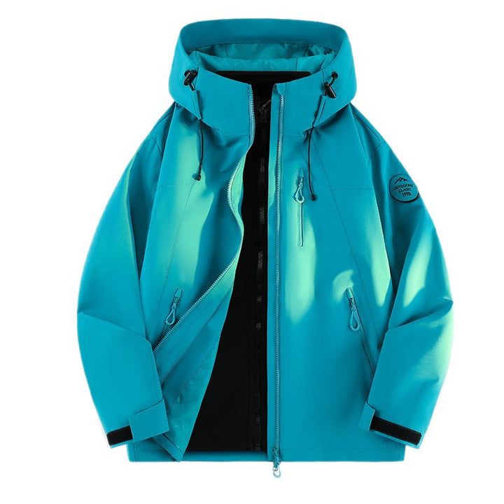 Damen Leichte wasserdichte Kapuzenjacke mit Teddy‑Charm und verdeckten Reißverschlusstaschen Drune