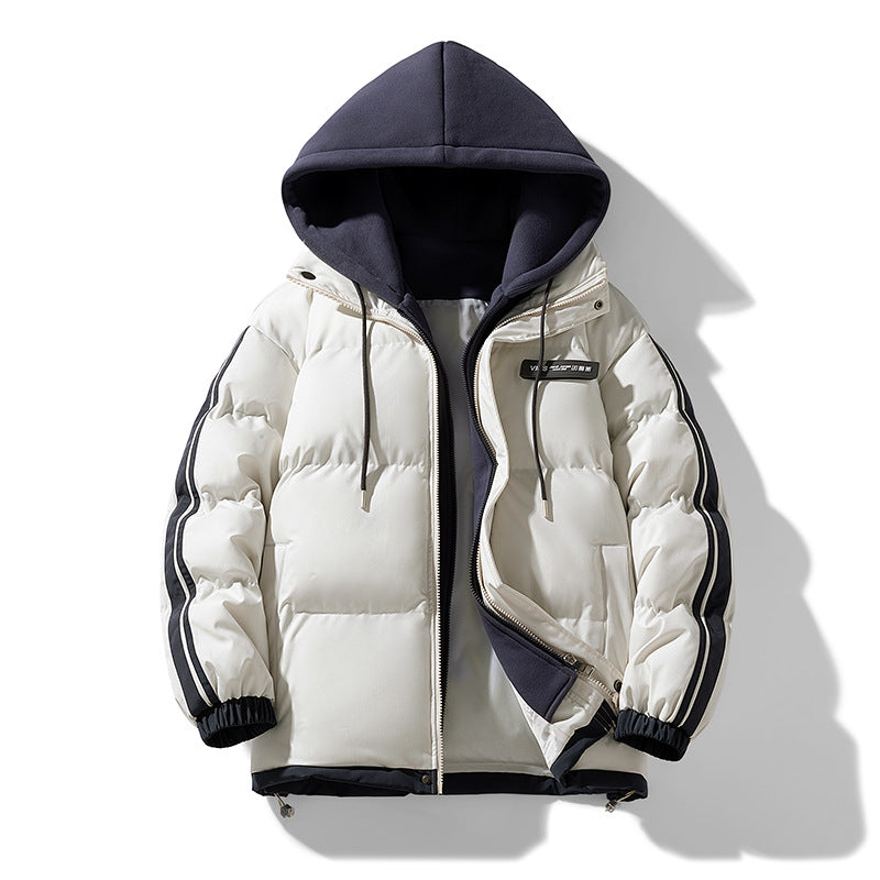 Herren wattierter Parka-Hybrid mit innenliegendem Hoodie, seitlichen Streifen und Zwei-Wege-Reißverschluss Drune