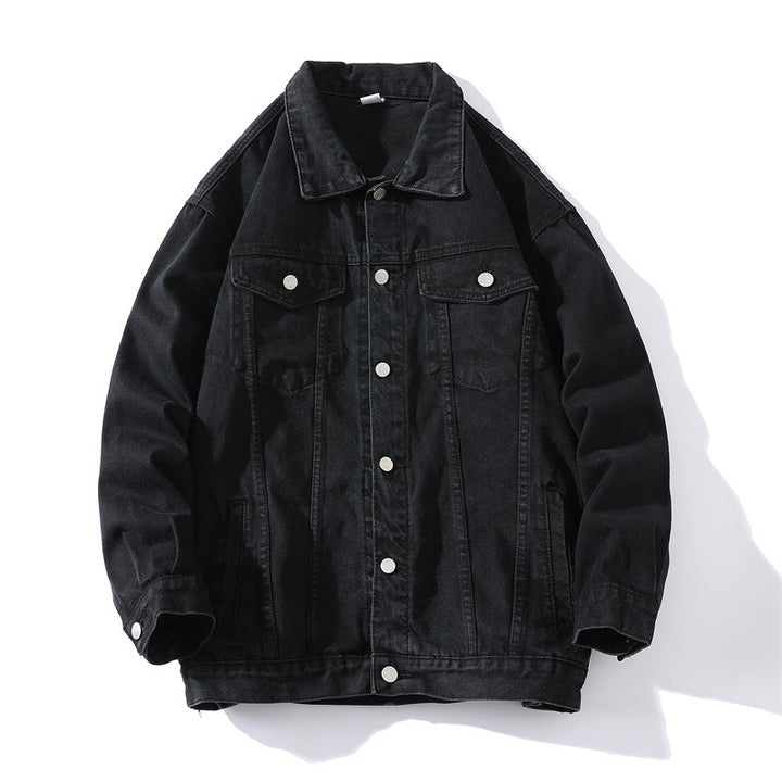 Unisex Oversize-Jeansjacke aus robustem Denim mit Druckknopfleiste Drune