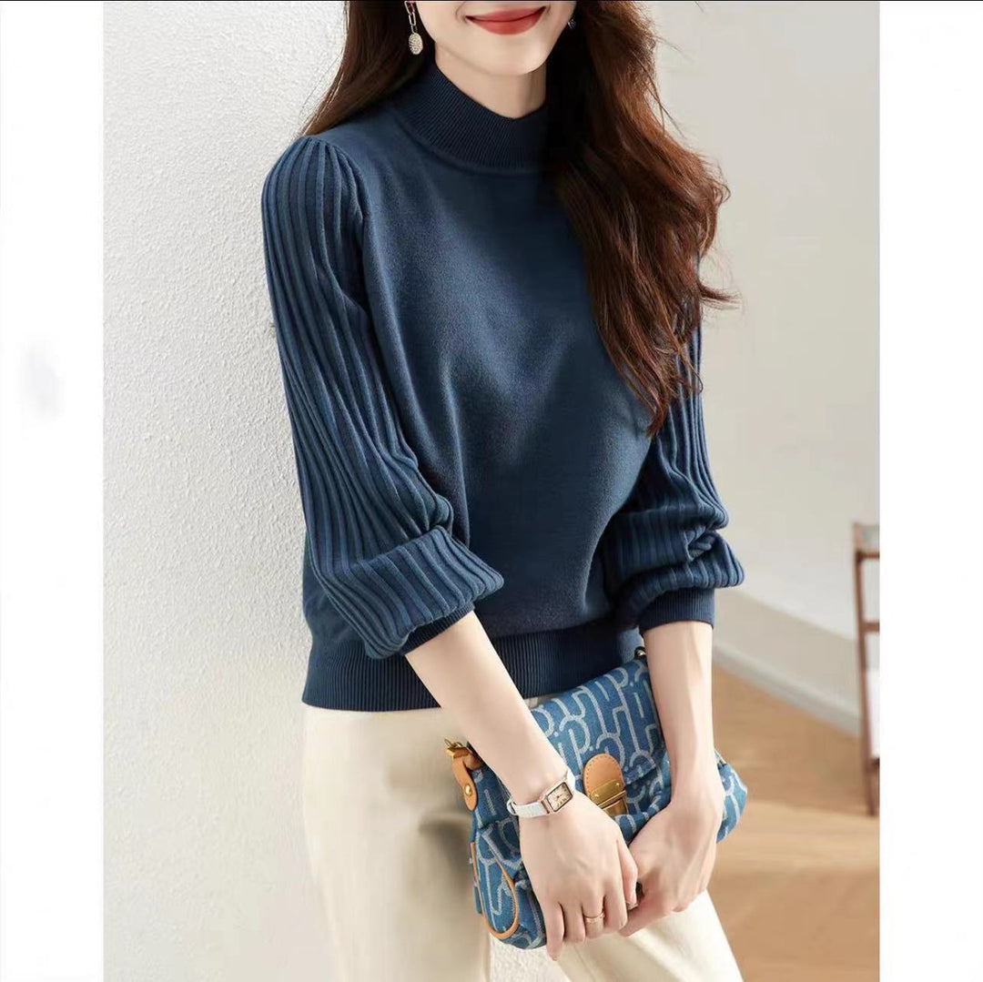 Damen eleganter Pullover mit hohen Strickärmeln Drune