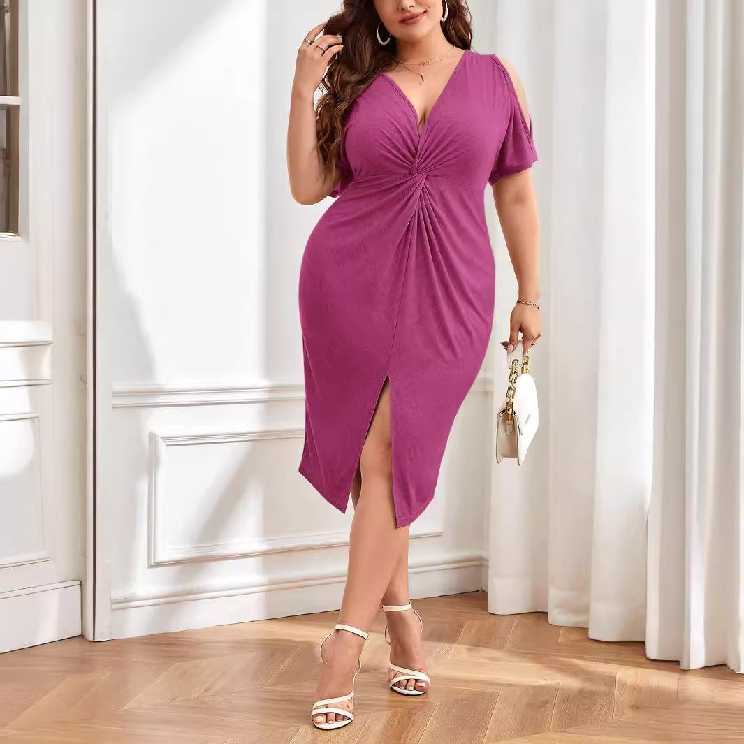 Damen Wickelkleid mit raffiniertem V-Ausschnitt und Trend-Details Drune