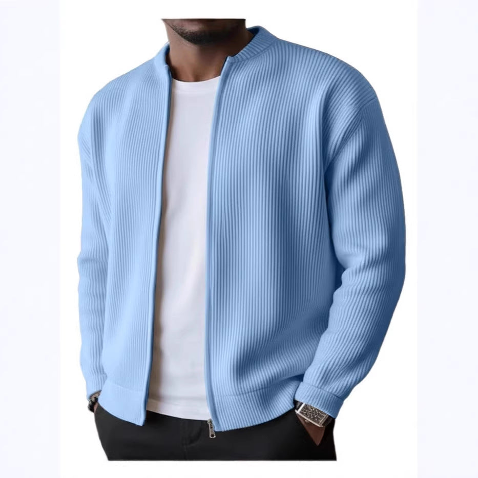 Herren Rippstrick Bomber Cardigan mit vollem Reißverschluss EB