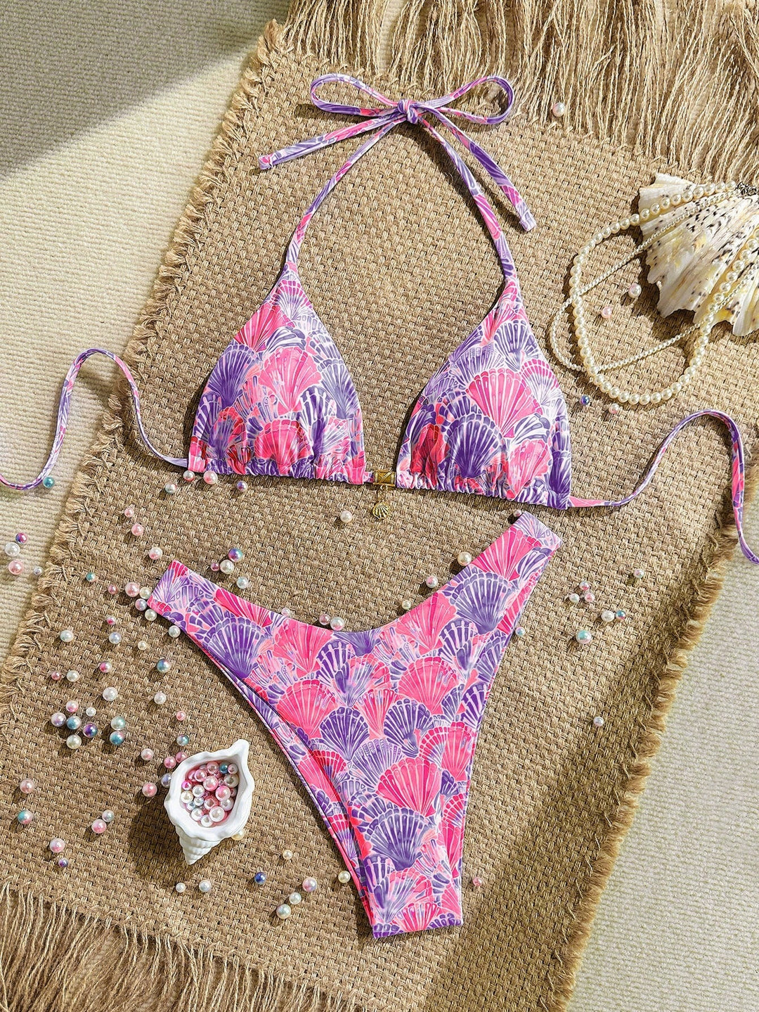 Damen Triangel-Bikini mit floralen Mustern Drune