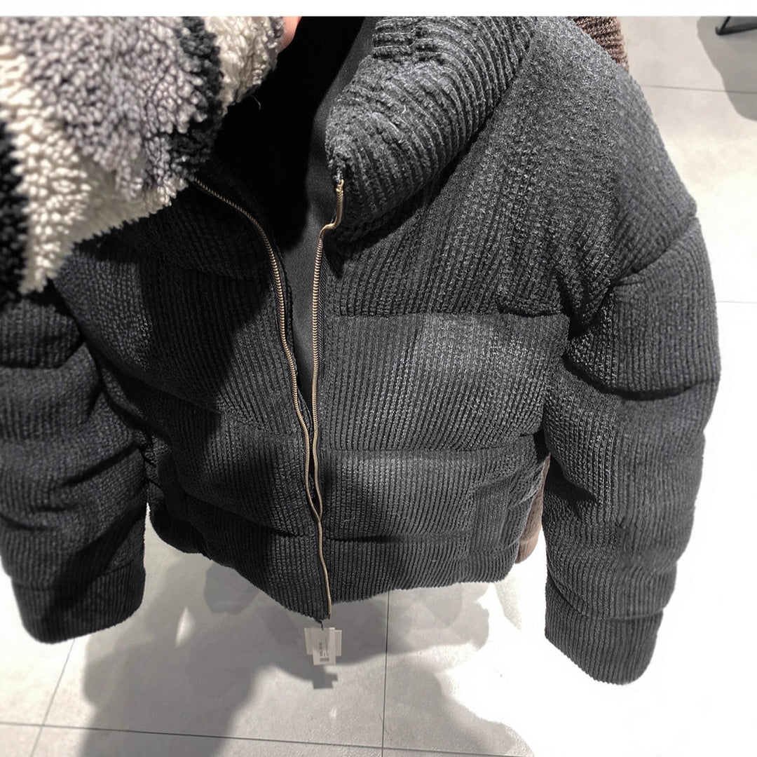 Herren Kurz geschnittene Steppjacke in Cordstruktur mit hohem Stehkragen Drune