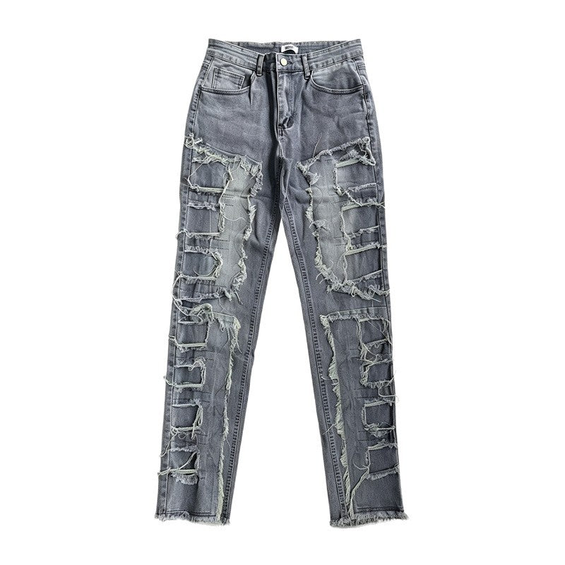 Herren Modische Ripped Jeans mit kreativen Destroyed-Details Drune