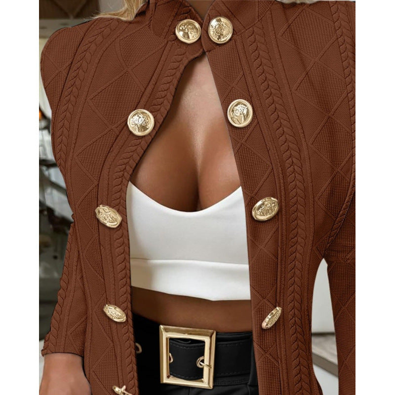 Damen Elegante und modische Strickjacke mit dekorativen Knöpfen Drune