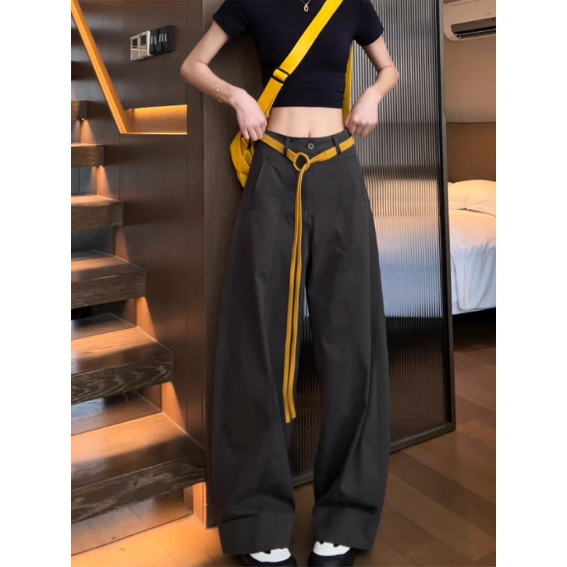 Damen Weite Baumwollhose mit Statement-Gürtel Drune