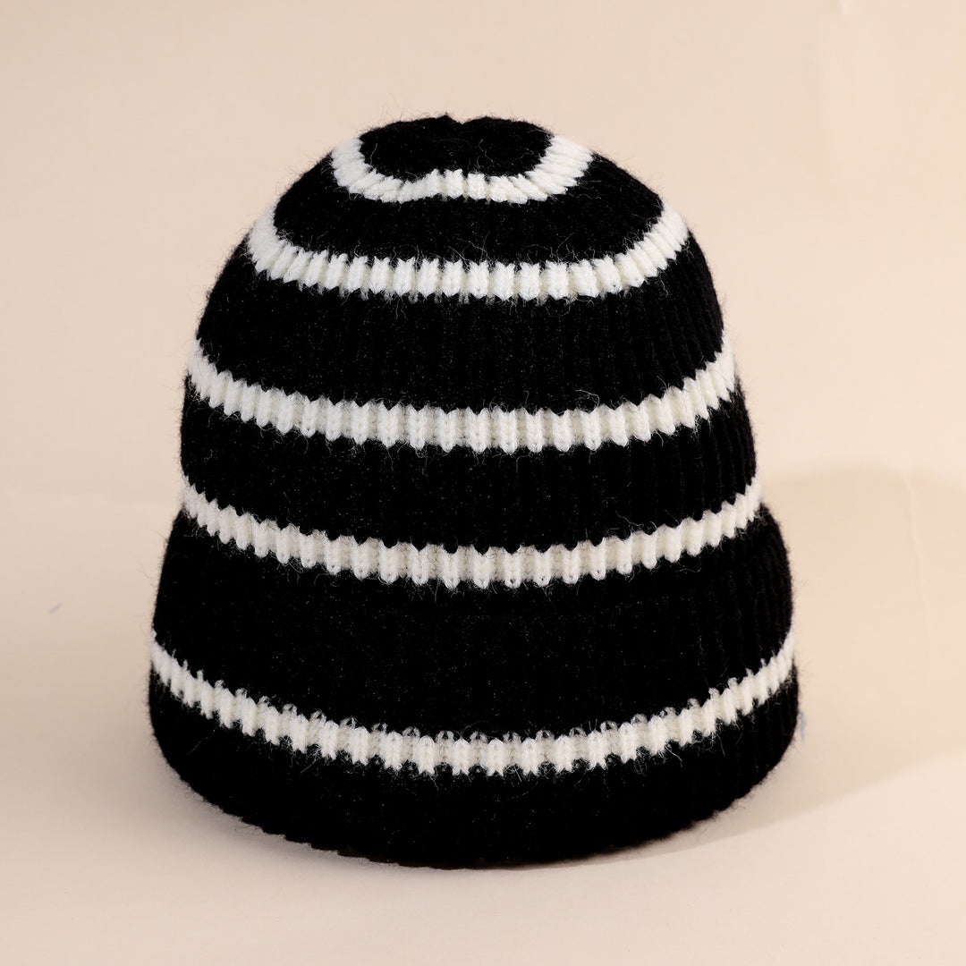 Damen Beanie-Mütze mit gestreiftem Design und weichem Innenfutter Drune
