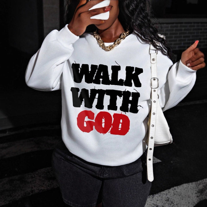 Damen nan Statement-Sweatshirt mit religiösem Typo-Print, oversized Schnitt, Rundhalsausschnitt und weichem Innenfutter Drune
