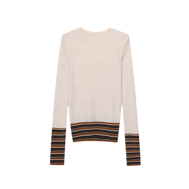 Damen eleganter Strickpullover mit modischen Streifen Drune