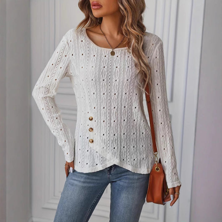 Drune | Langarm Strickjacquard Knopfoberteil