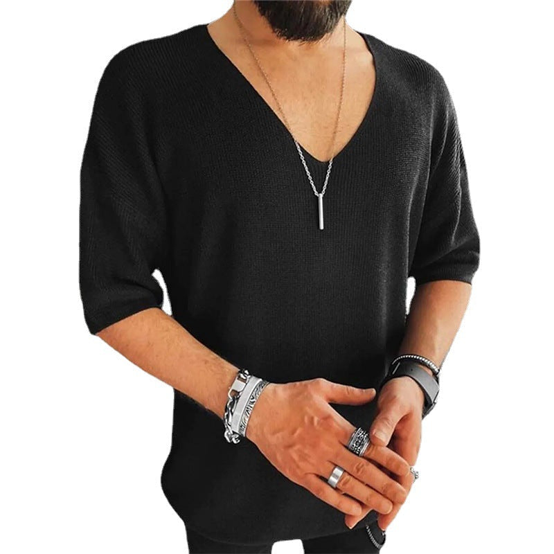 Herren Übergröße V-Ausschnitt Pullover Drune