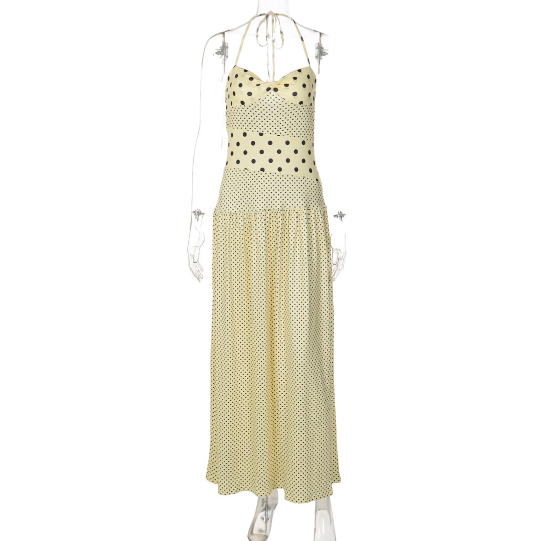 Damen Maxikleid mit verspielten Polka-Dots und schickem Halterdesign Drune