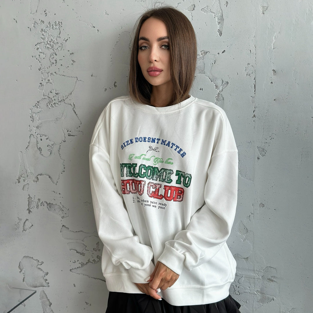 Damen lässiges Sweatshirt mit kreativem Schriftzug Drune