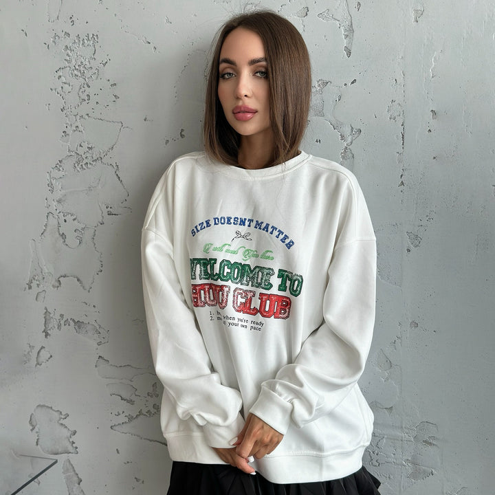 Damen lässiges Sweatshirt mit kreativem Schriftzug Drune
