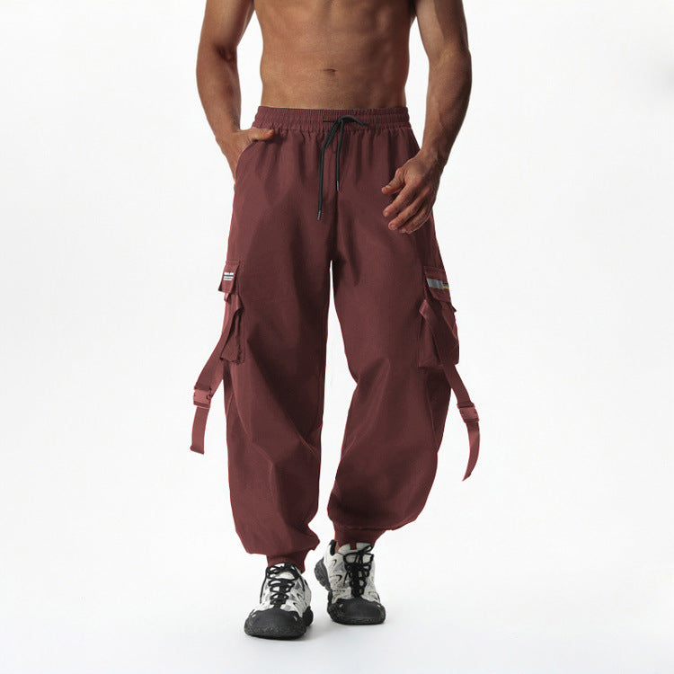 Herren Utility-Cargo-Jogginghose mit Tunnelzug, Beinschnallen & Mehrfachtaschen Drune