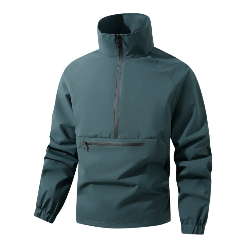 Herren Leichter wasserabweisender Anorak mit Halbzip, hohem Stehkragen & Front-Reißverschlusstasche Drune