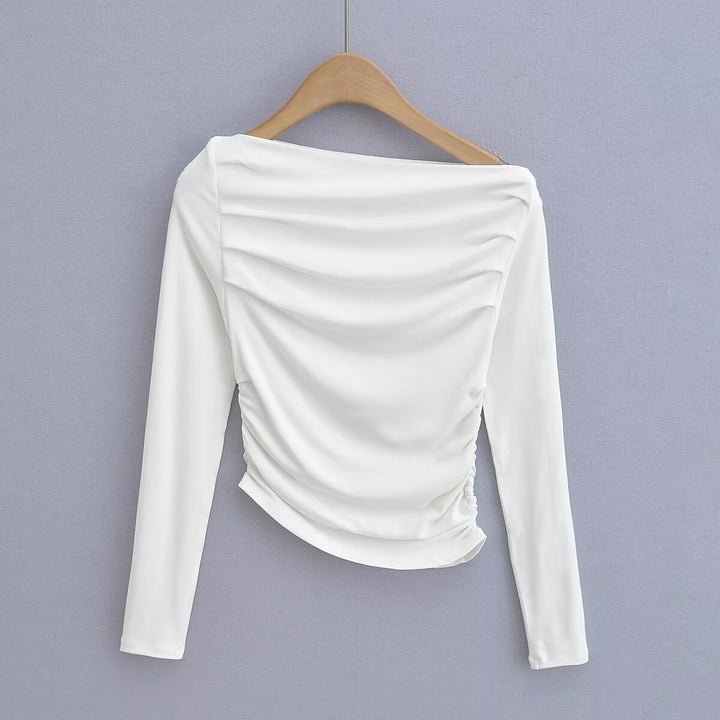 Damen Langarmshirt mit eleganter Drapierung Drune