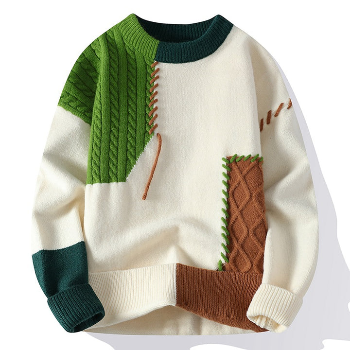 Unisex nan strukturierter Oversize-Strickpullover mit Zopfmuster und dekorativer Steppnaht Drune