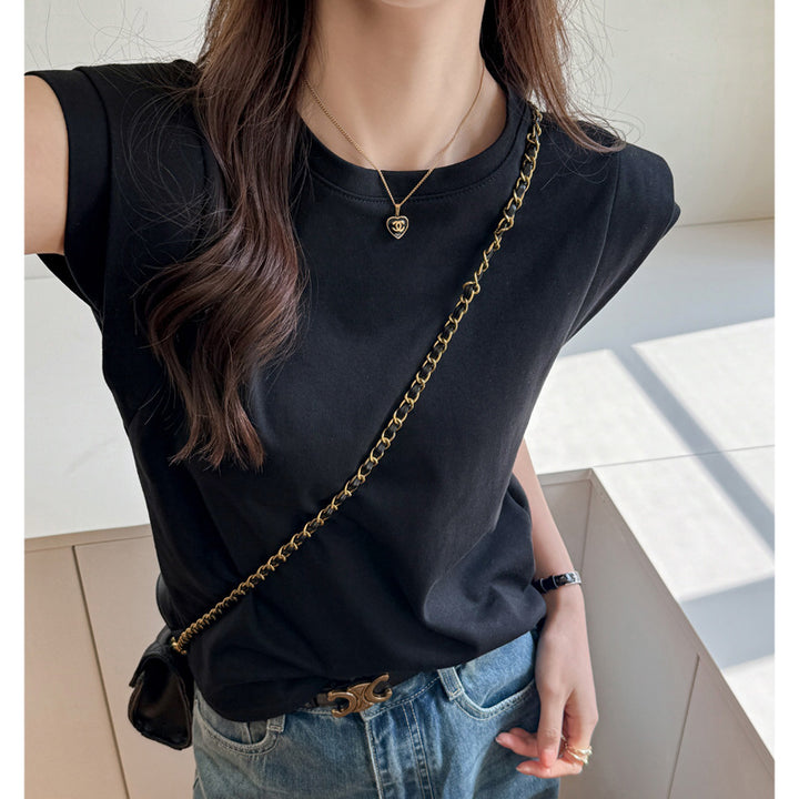Damen elegantes Basic Shirt mit modischem Schnitt und bequemen Kurzarm Drune