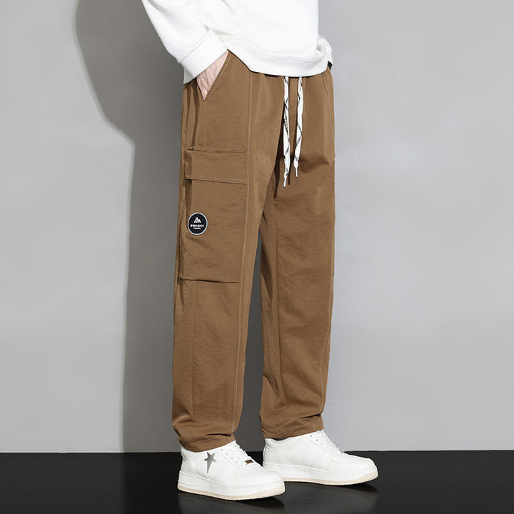 Herren Locker geschnittene Cargo-Jogginghose mit großer Klappentasche und Kordelzug Drune