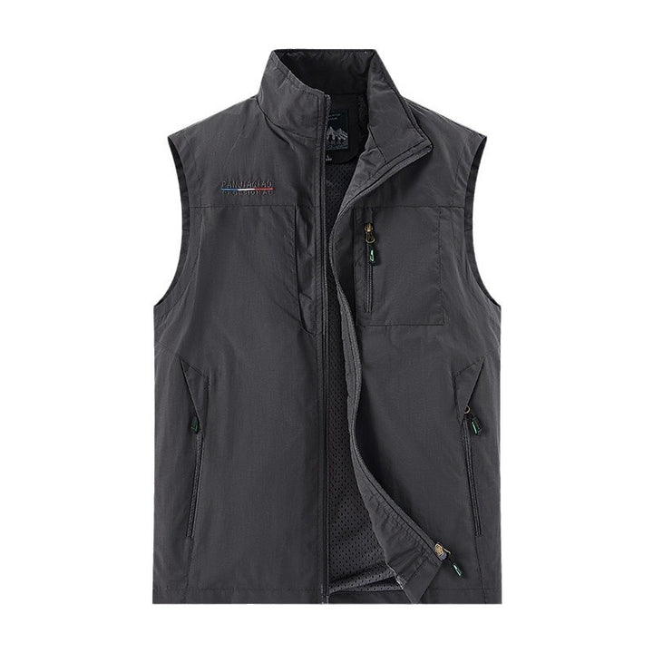 Herren Technische Outdoor-Weste mit atmungsaktivem Mesh-Futter, Reißverschlusstaschen & Stehkragen Drune